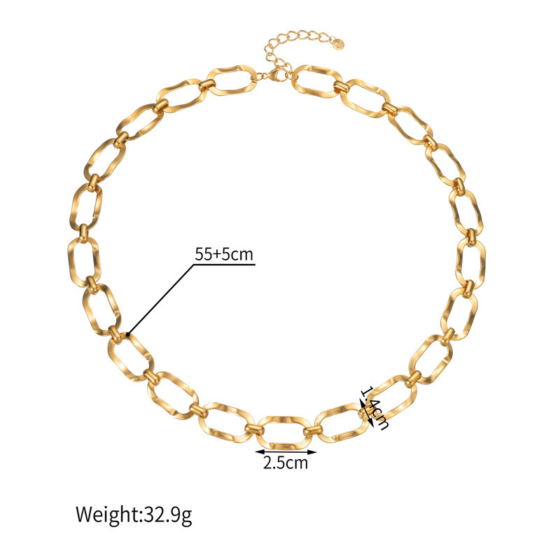 Long Geometric Chain Necklace 18K Gold Plated Stainless Steel European Unisex Jewelry Accessories