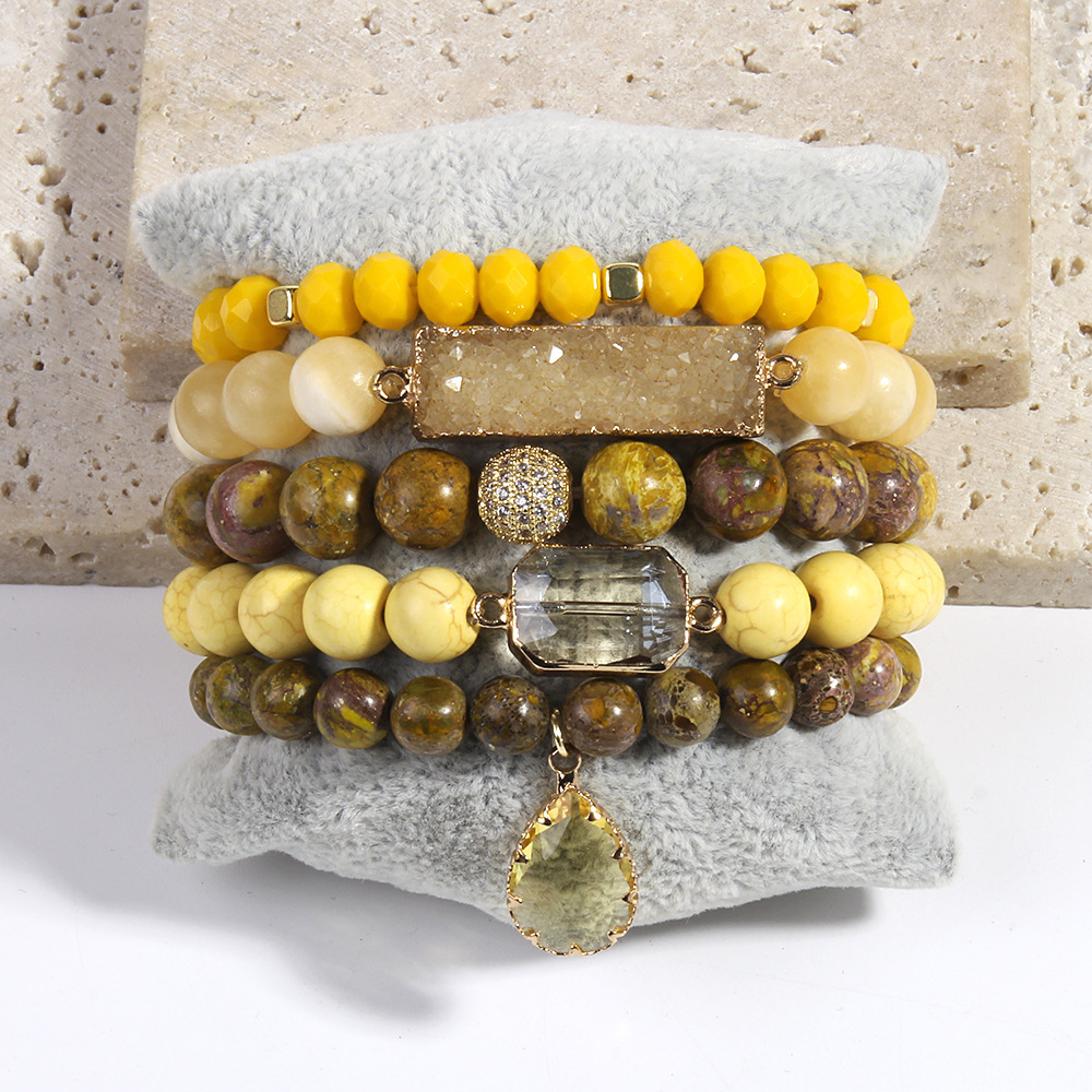 Simple Style Classic Style Geometric Natural Stone Beaded Chain Bracelets In Bulk