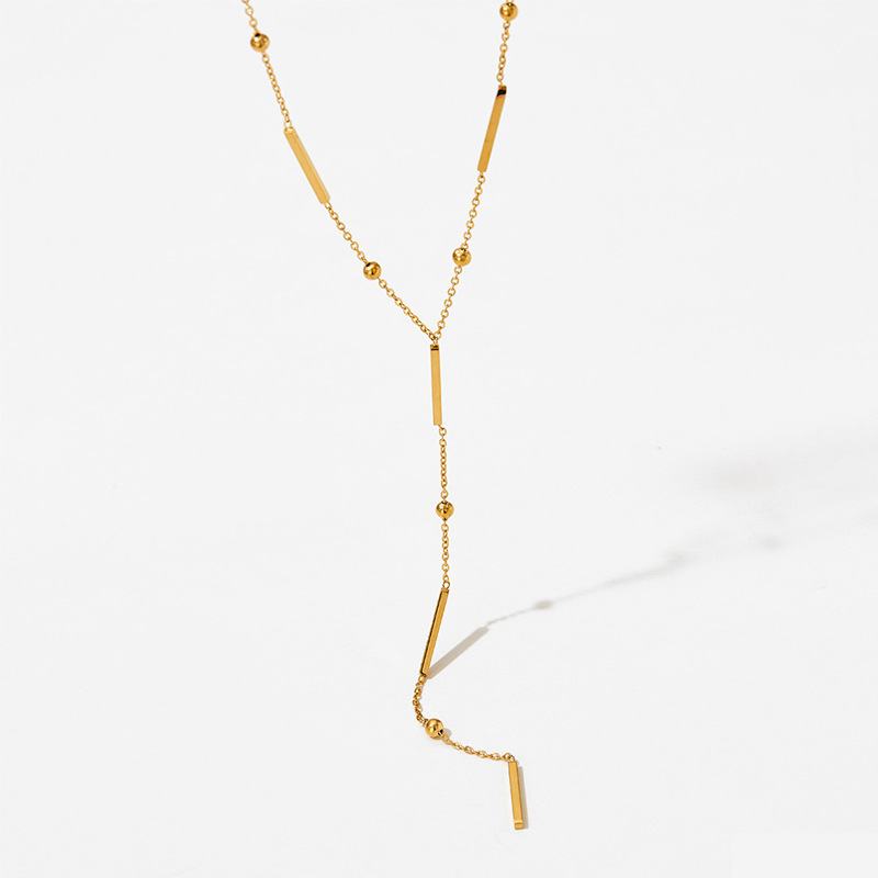 PVD Coated Real Gold Plated 16K Gold White Gold Plated Gold Plating Solid Color 304 Stainless Steel Titanium Steel Classic Style Waterproof Non Tarnish 304 Stainless Steel Necklace
