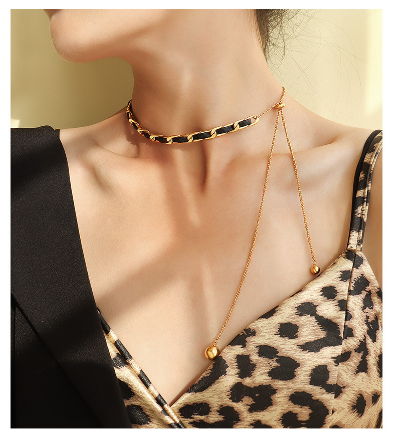 PVD Coated Real Gold Plated 18K Gold Geometric 304 Stainless Steel Fashion Waterproof Non Tarnish 304 Stainless Steel Necklace
