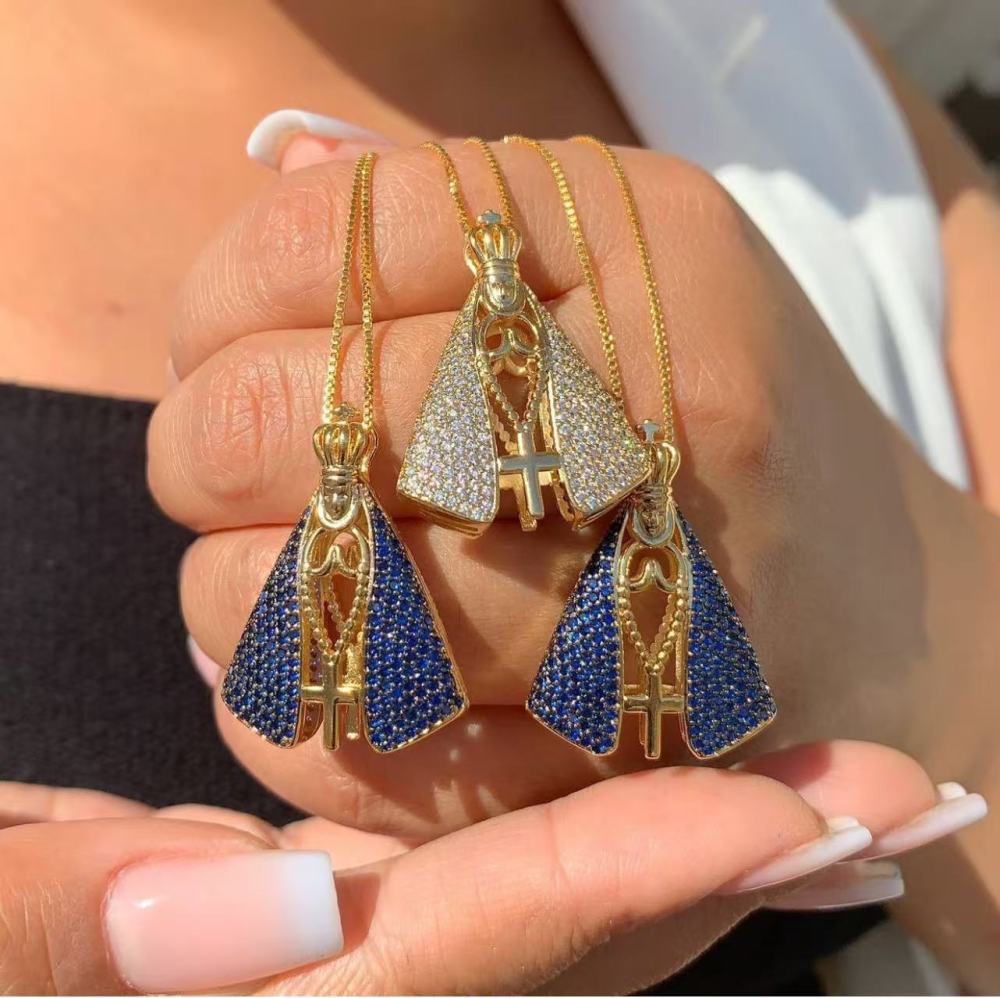 Water Plated Nickel-Free Eco-Friendly 18k Gold Luxury Light Luxury Virgin Mary Pendant Stainless Steel Chain Women's Jewelry Accessories