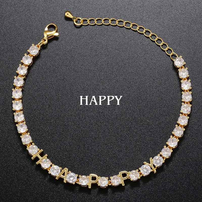 Luxurious Letter Copper Plating Zircon Women's Bracelets Necklace