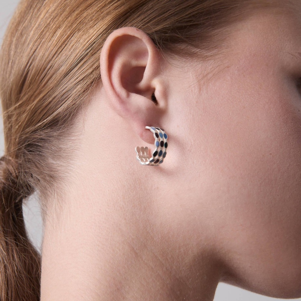 Elegant Hollow Out C-Shaped Drip Glaze S925 Silver Needle Stud Earrings Retro Unique Fashion Women's Jewelry Accessories