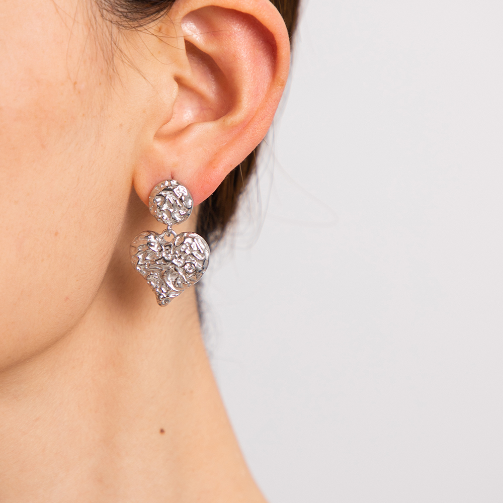 316 Stainless Steel  Vacuum Plating Zircon Heart Shape Commute Drop Earrings For Women's