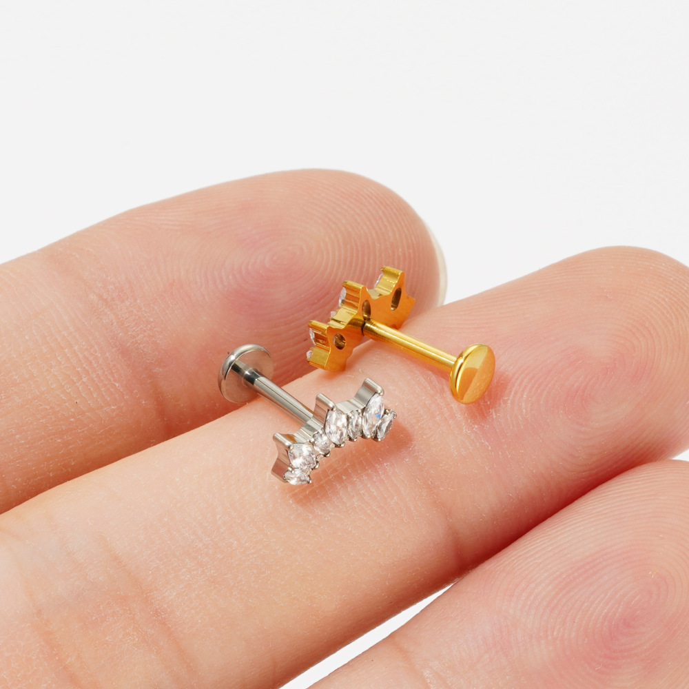 Titanium Alloy Zirconia Women's European Style Fan-shaped Lip Nose Stud Jewelry Accessories Fashion Unisex Lip Decoration