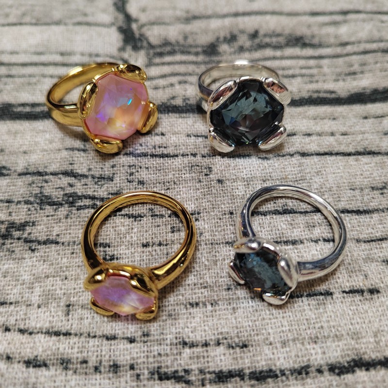 Wholesale Jewelry Classic Style Geometric Copper Crystal Plating Rings