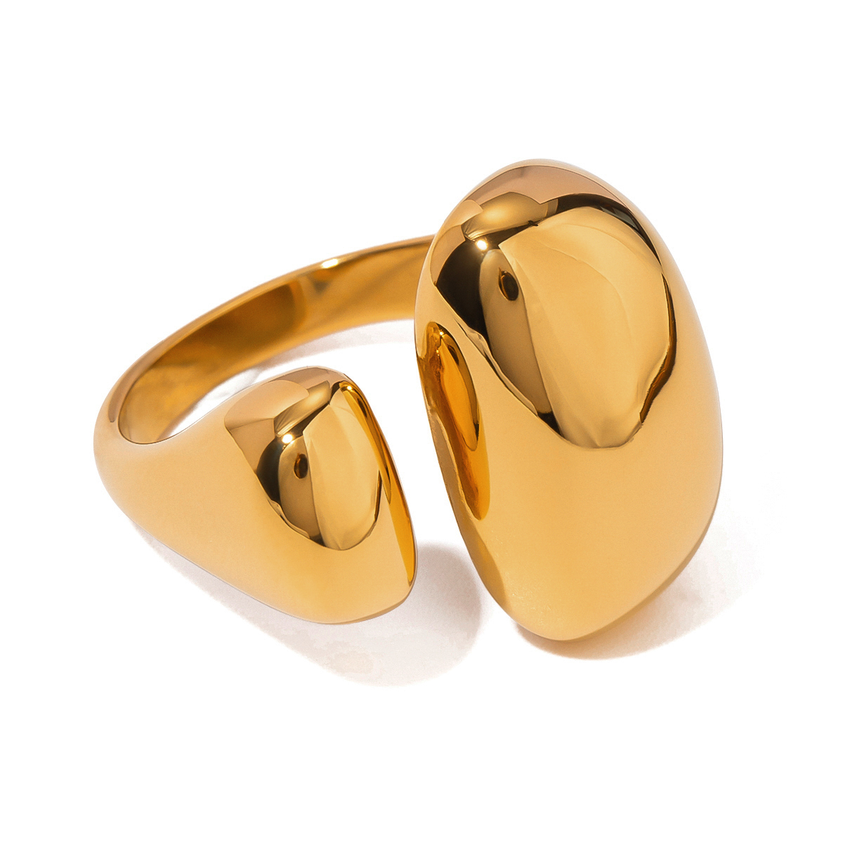 304 Stainless Steel Solid Color PVD Coated 18K Real Gold Plated Elegant Luxurious Classic Style Open Rings