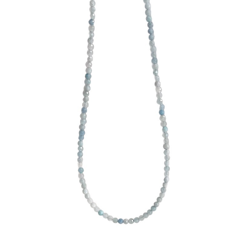 Natural Stone Sea Blue Beads Necklace Women's Summer Lockbone Chain Non-fading Luxury Unique Choker Jewelry Accessories