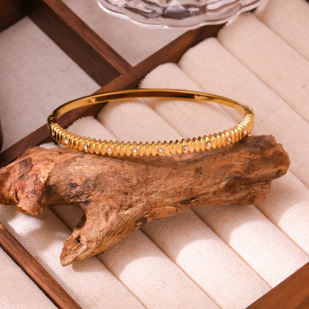 Stainless Steel Full Diamond Bracelet Minimalist Daily Matching Wristband Jewelry Accessories