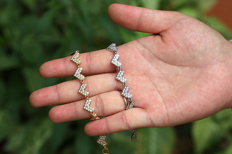 Simple Heart Micro-set Heart-shaped Zircon Copper Bracelet Valentine's Day Gift