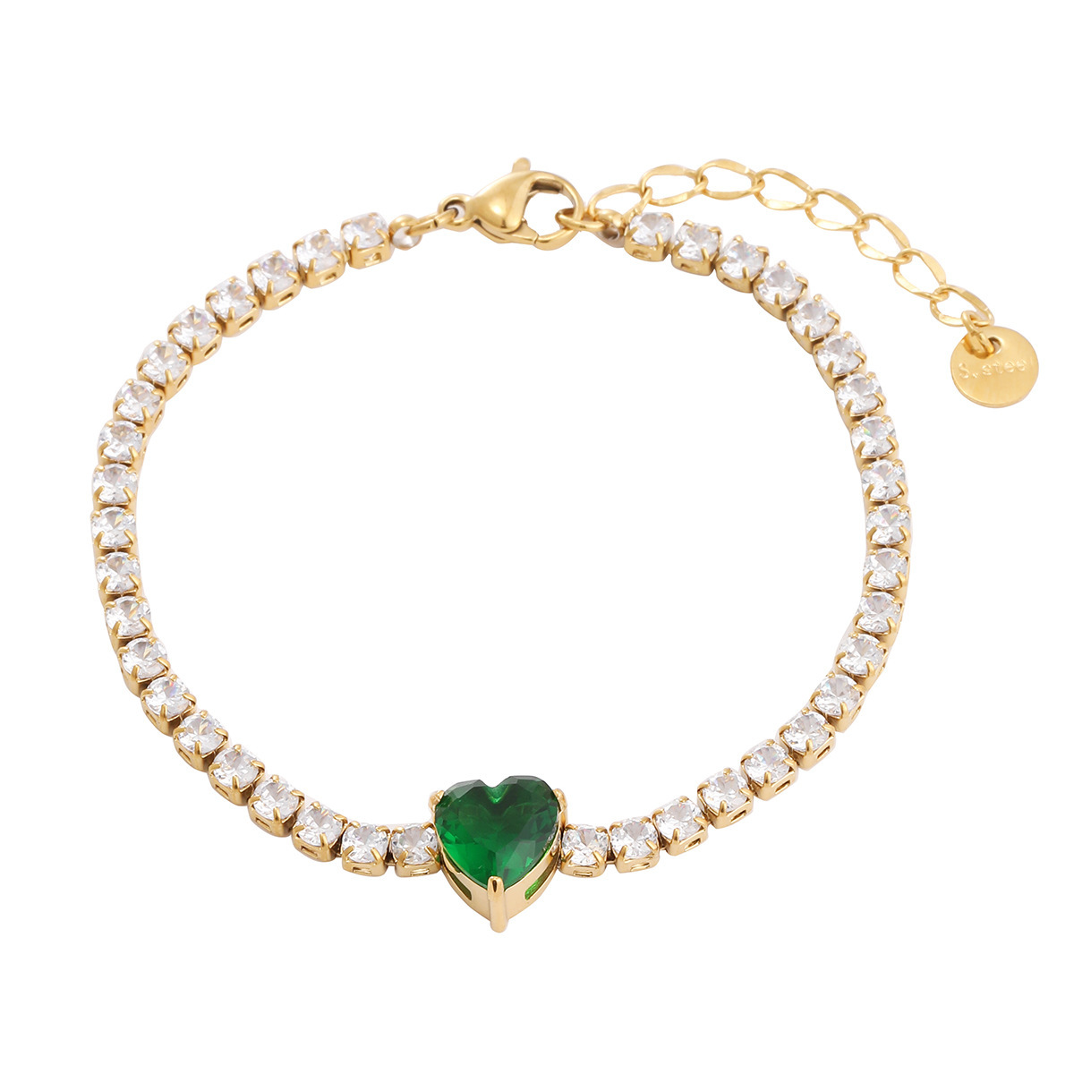PVD Coated Real Gold Plated Heart Shape 304 Stainless Steel Simple Style Classic Style Waterproof Non Tarnish Bracelets