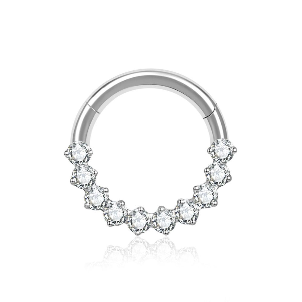 New G23 Titanium Alloy Women's Jewelry Claw Set Zircon Nose Ring Lip Ring Body Piercing Accessories Geometric Pattern Handmade