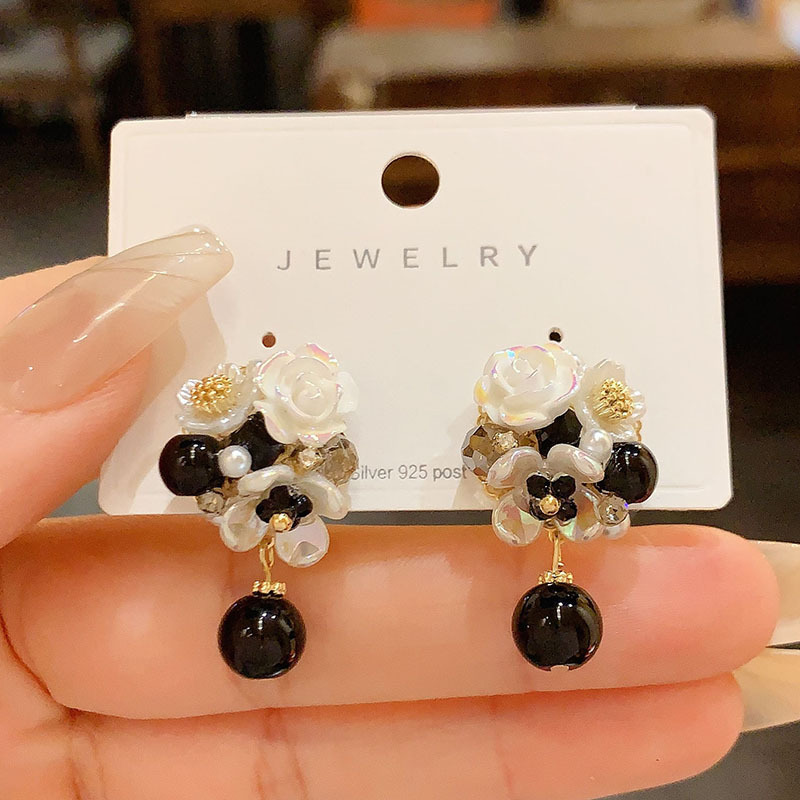 Handmade Petal Pendant Earrings Women Simple Versatile Silver Needle Ear Rings Fashionable Trendy Jewelry Accessories