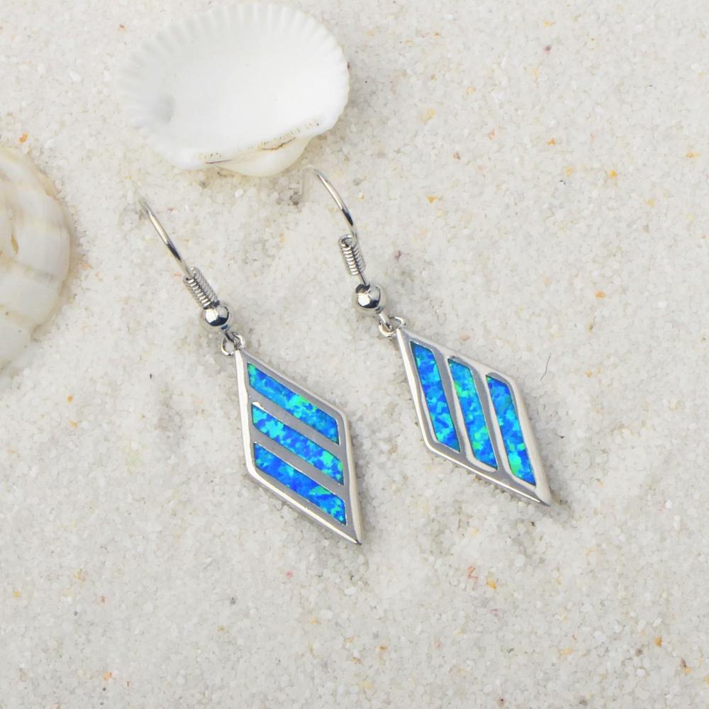 Delightful Diamond Shape Opal Earrings For Girls Cute Simple Style Copper Jewelry Accessories Tiktok Hot Sale