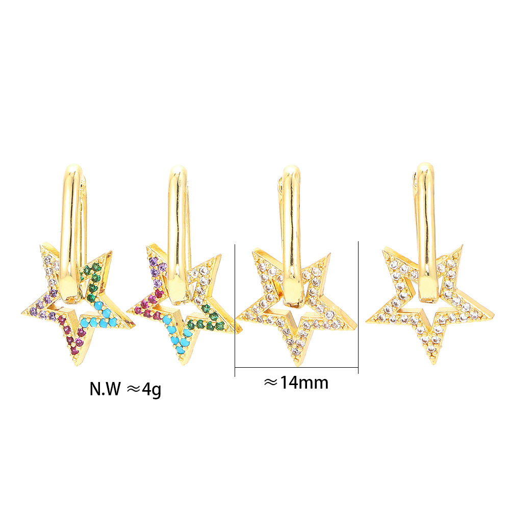 Korean Hollow Five-pointed Star Zircon Earrings Wholesale