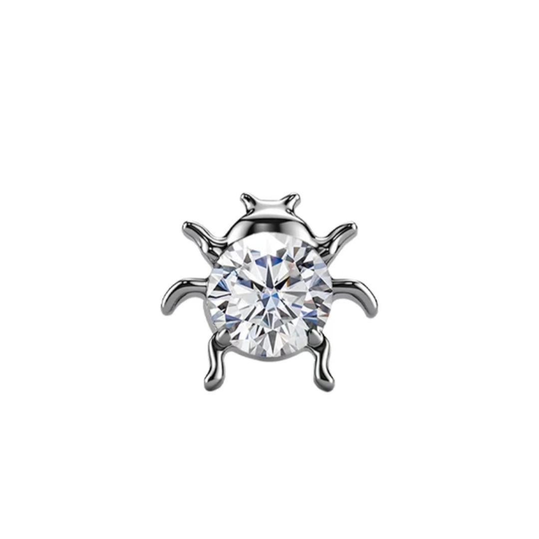 Titanium F136 G23 Powder White Zirconia Flat Bottom Inner Tooth Ear Bone Studs Unisex Daily Streetwear Body Jewelry Accessories