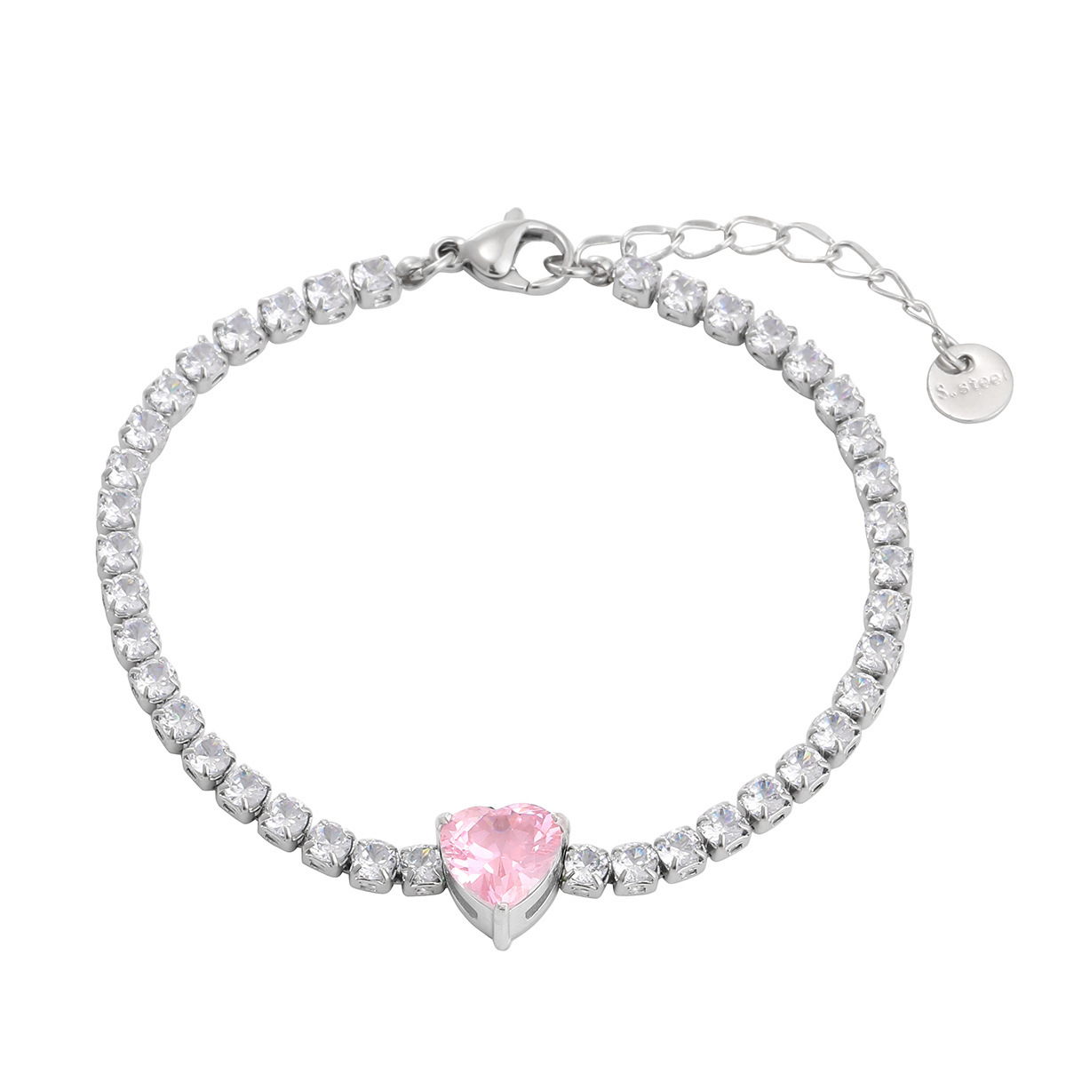 PVD Coated Real Gold Plated Heart Shape 304 Stainless Steel Simple Style Classic Style Waterproof Non Tarnish Bracelets