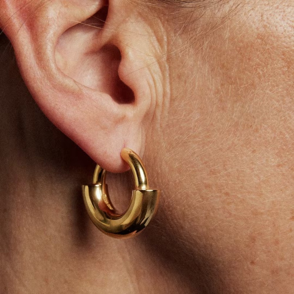 Neutral Style Gold-Plated Copper Round Earrings Fashion OL Geometric Pattern Women's Jewelry Accessories 2024 New Model