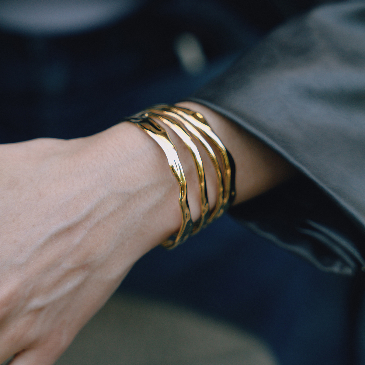 Women's Simple Style 18K Gold 304 Stainless Steel Four-Layer Hollow Open Bracelet Fashion Elegant Jewelry Accessories Vacuum Electroplating (In Furnace) Plated With 18K Real Gold