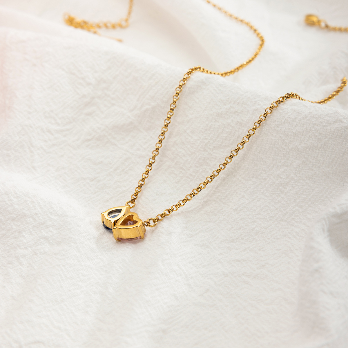 Classic Style 18K 304 Stainless Steel Zircon Vacuum Plating (Fired) Waterproof Non-Fading Elegant Fashion Heart Water Drop Pendant Necklace Accessories For Women  Jewelry Design