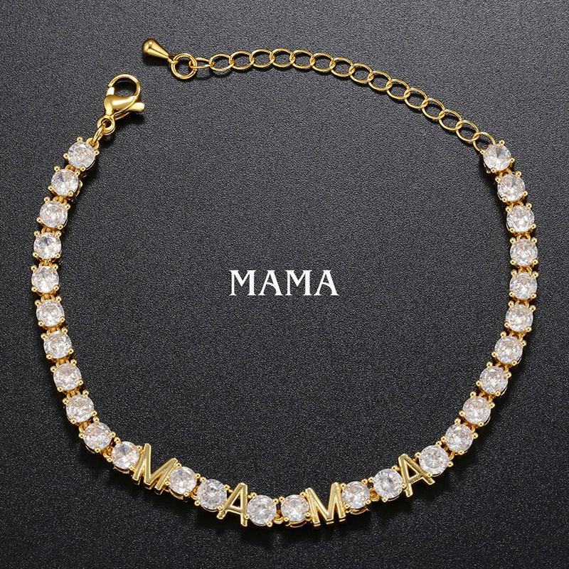Luxurious Letter Copper Plating Zircon Women's Bracelets Necklace
