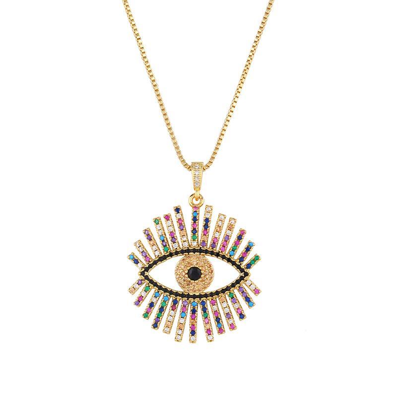 Copper Inlaid Zircon Devil'S Eye Copper Necklaces