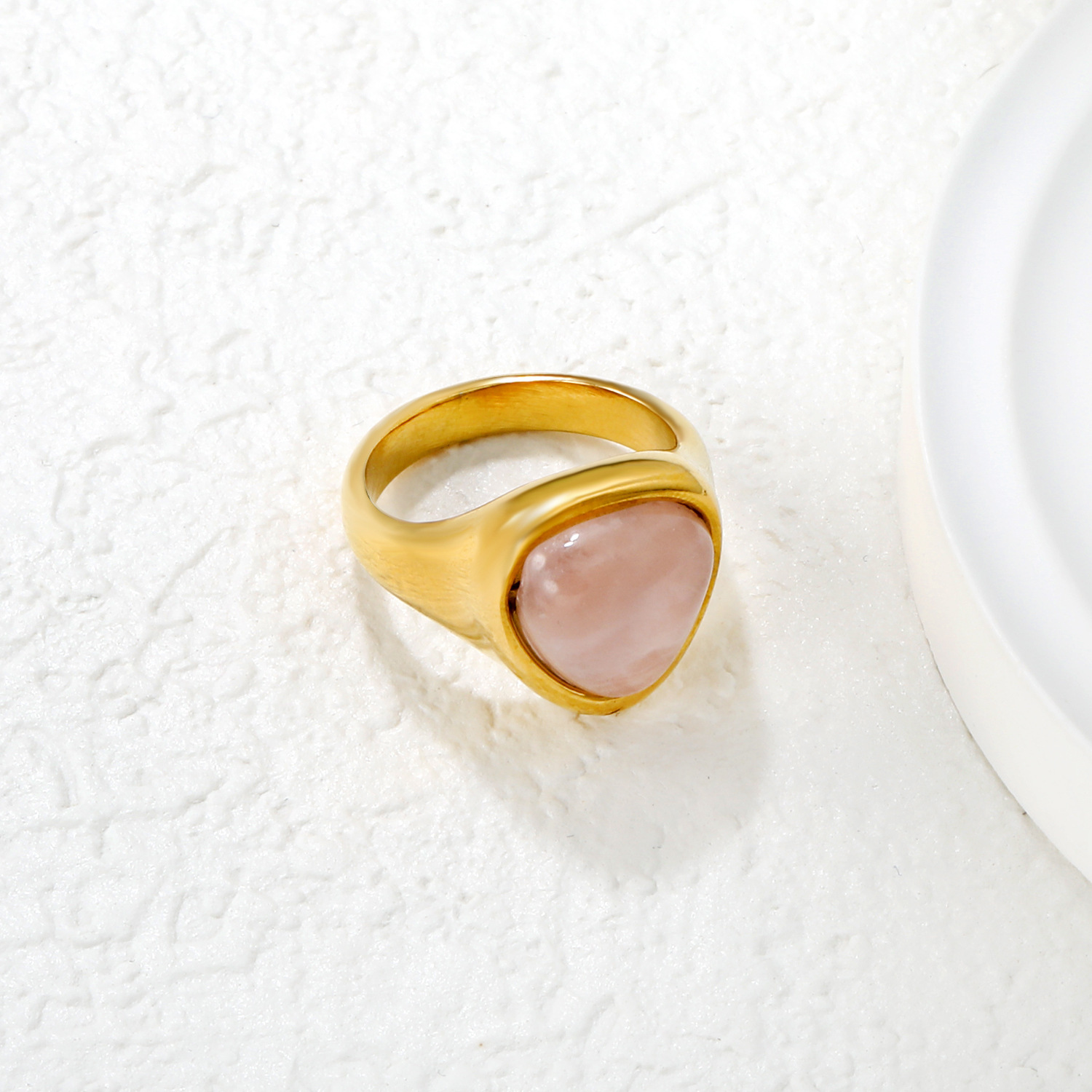 Elegant Tiger Eye Stone Ring Fashion 304 Stainless Steel Vintage Luxury Style Geometric Pattern Unisex High-End Sensual Ring