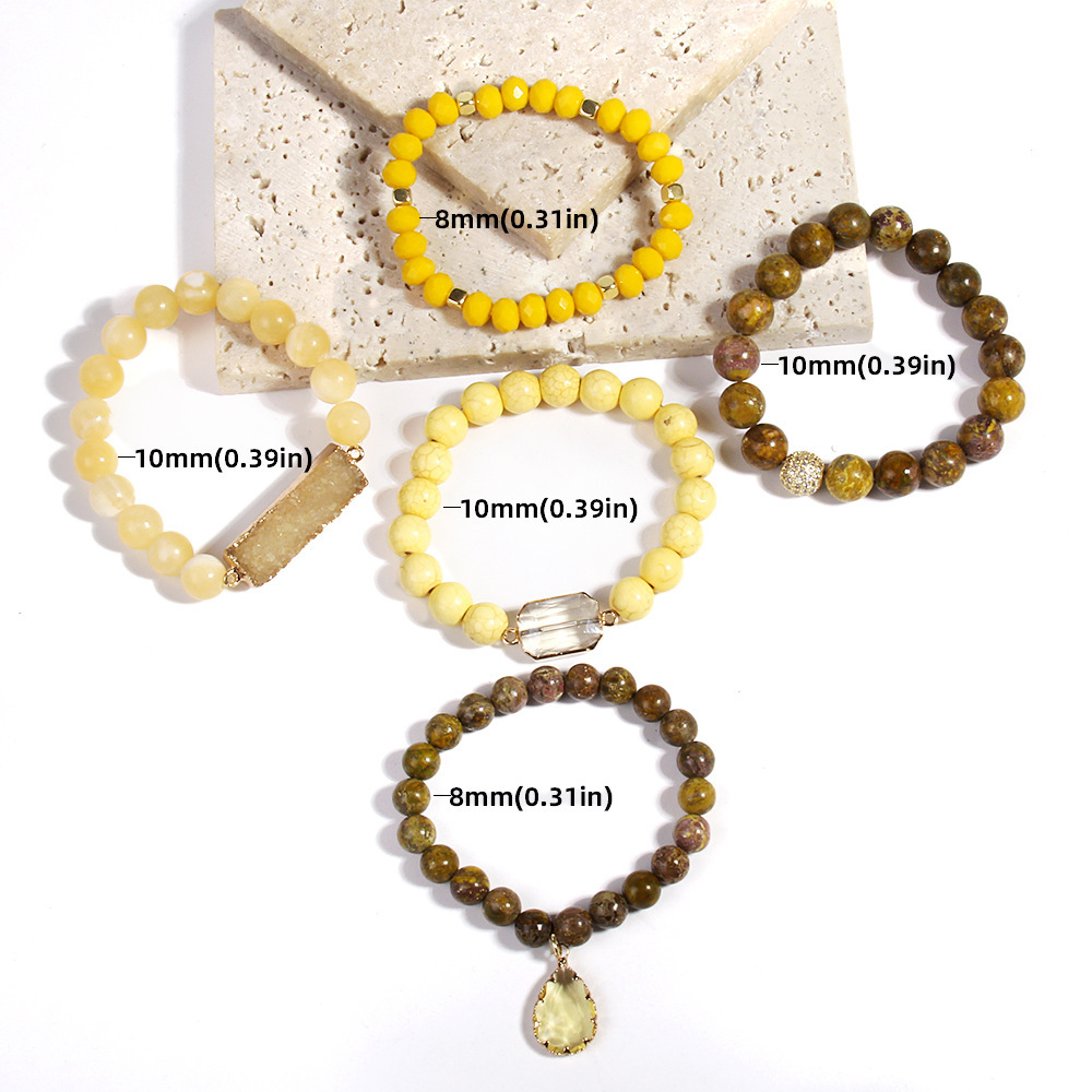 Simple Style Classic Style Geometric Natural Stone Beaded Chain Bracelets In Bulk