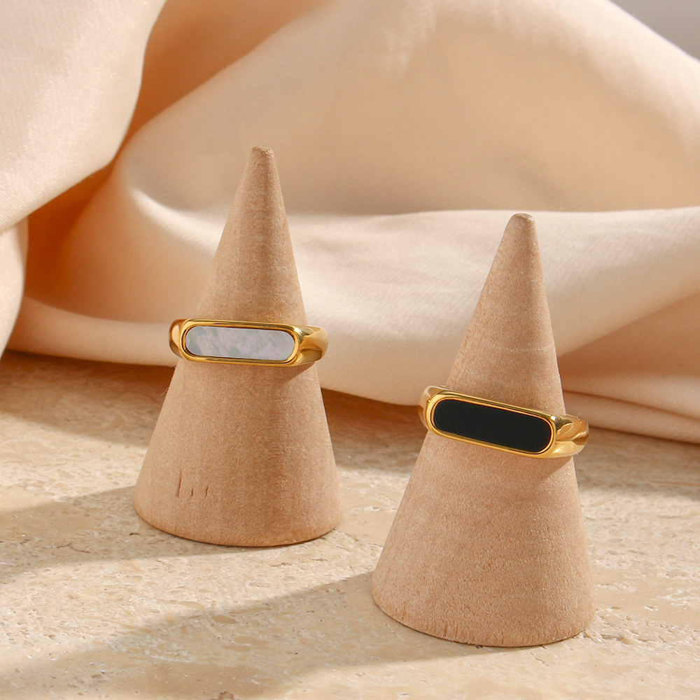 PVD Coated Real Gold Plated 18K Gold Rectangle 304 Stainless Steel Fashion Waterproof Non Tarnish Rings