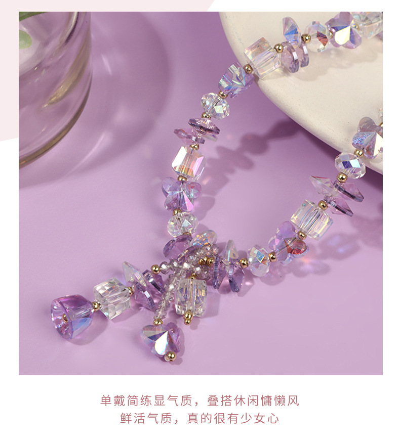 Fashion Creative Design Crystal Necklace Sweet Personality Crystal Pendant Simple Fresh Style Women's Accessories