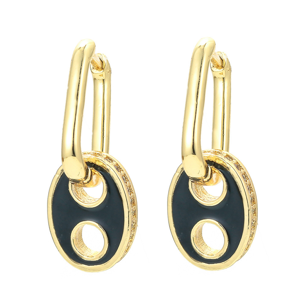 Retro Pig Nose Micro-inlaid Copper Earrings Wholesale