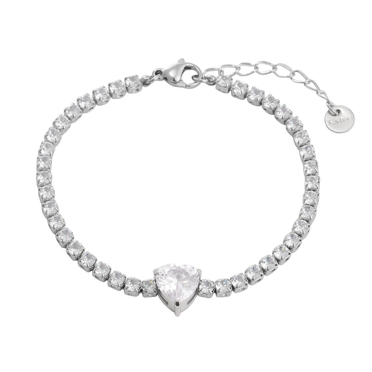 PVD Coated Real Gold Plated Heart Shape 304 Stainless Steel Simple Style Classic Style Waterproof Non Tarnish Bracelets