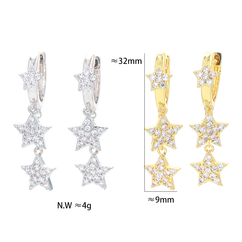 Fashion Geometric Copper Zircon Charm Sleeper Hoop Earrings Earrings