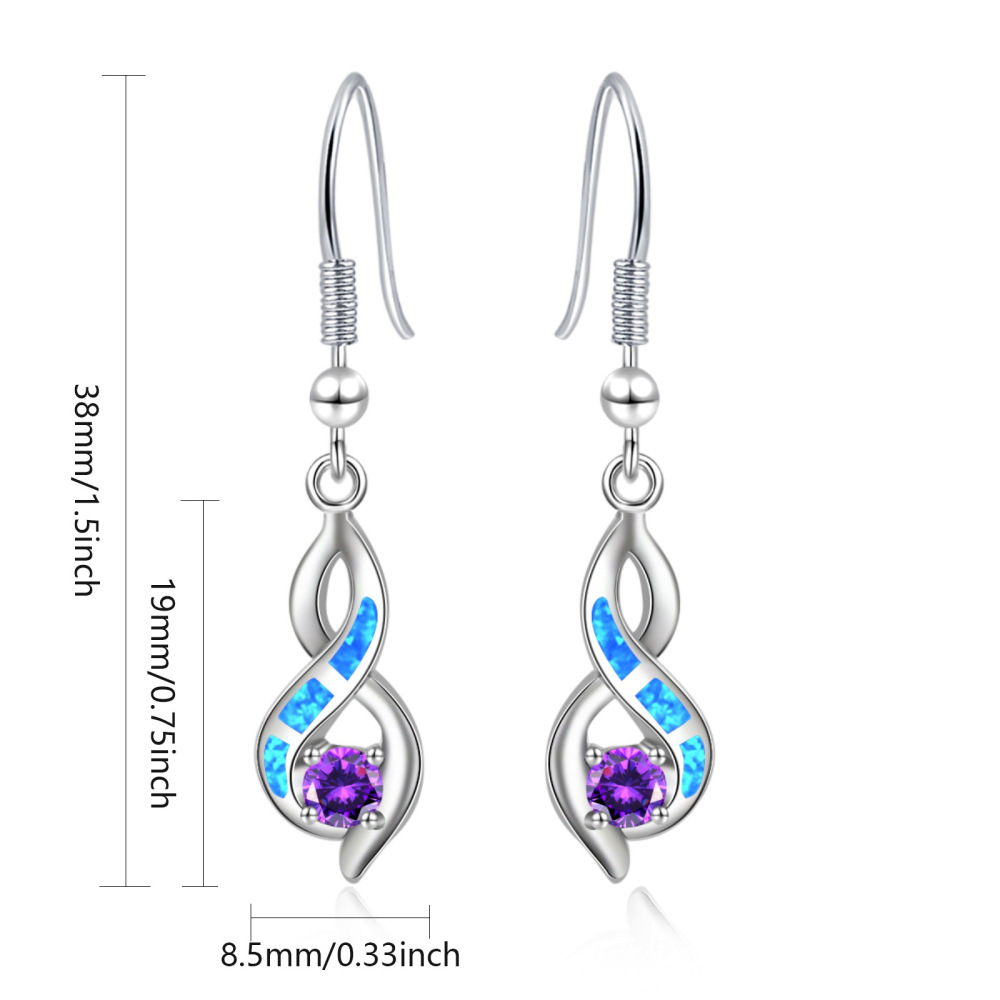 Beach Girl Heart Shaped Opal Earrings TikTok Trend Ocean Wind Sweet Style Geometric Pattern Copper Jewelry Accessories