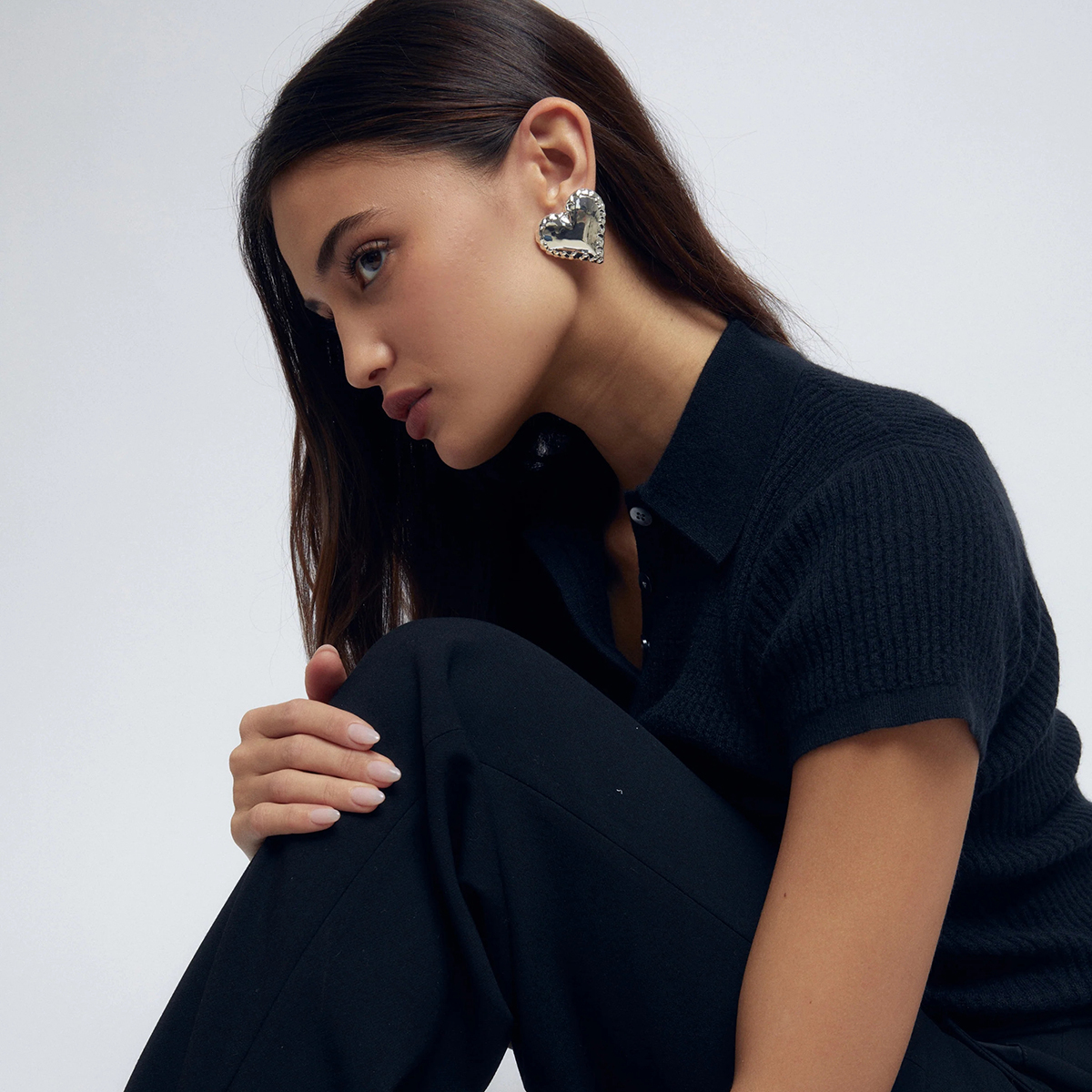 18K Gold Plated 316 Stainless Steel  PVD Coated Heart Shape Simple Style Classic Style Ear Studs For Women's
