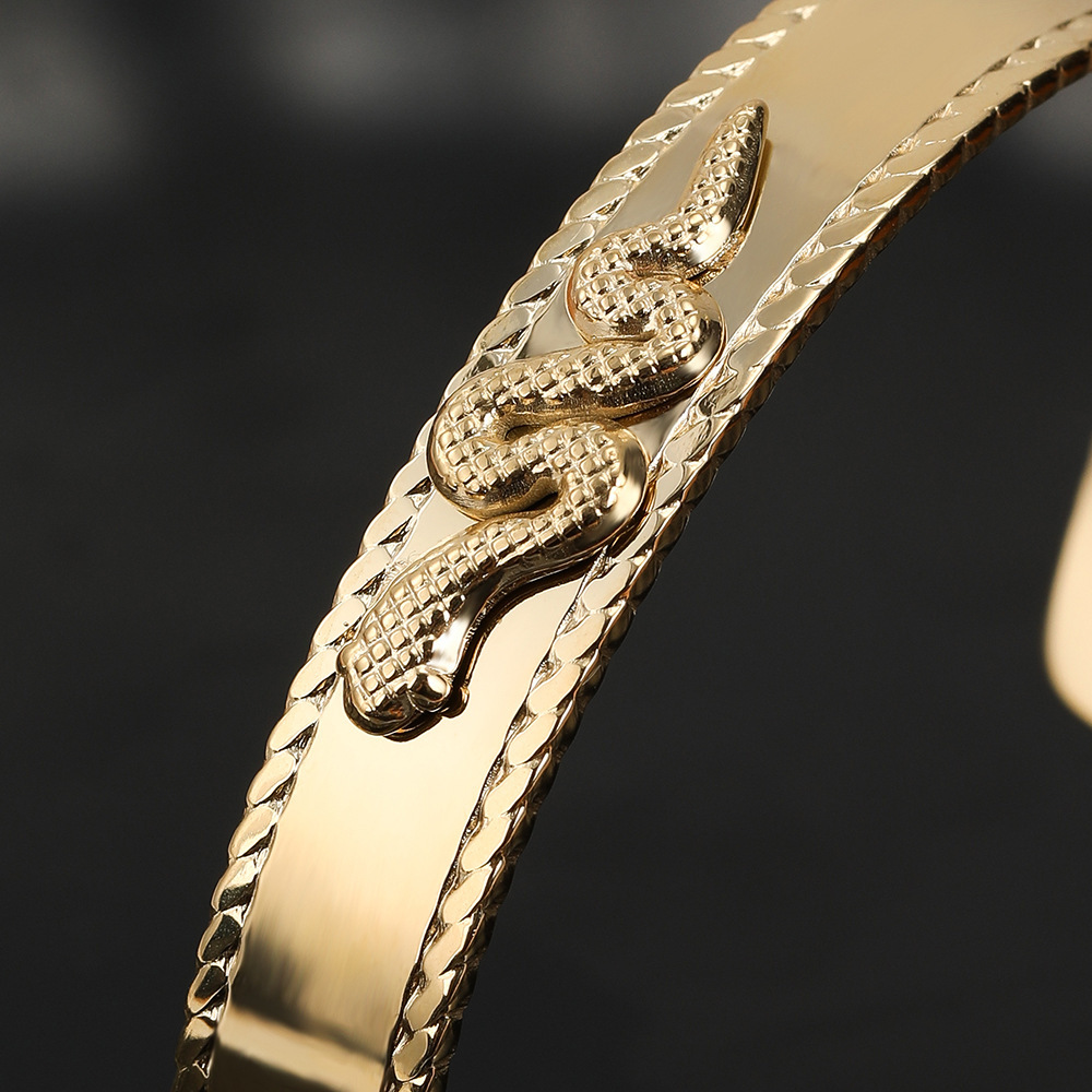 Vacuum Plating Real Gold Plated Snake 304 Stainless Steel Fashion Waterproof Non Tarnish Bangle