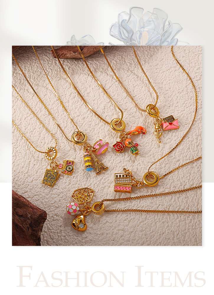 Retro Style Fox Pendant Necklace For Girls Heavy Design Stainless Steel Fashionable OIL Drop DIY Jewelry Accessories