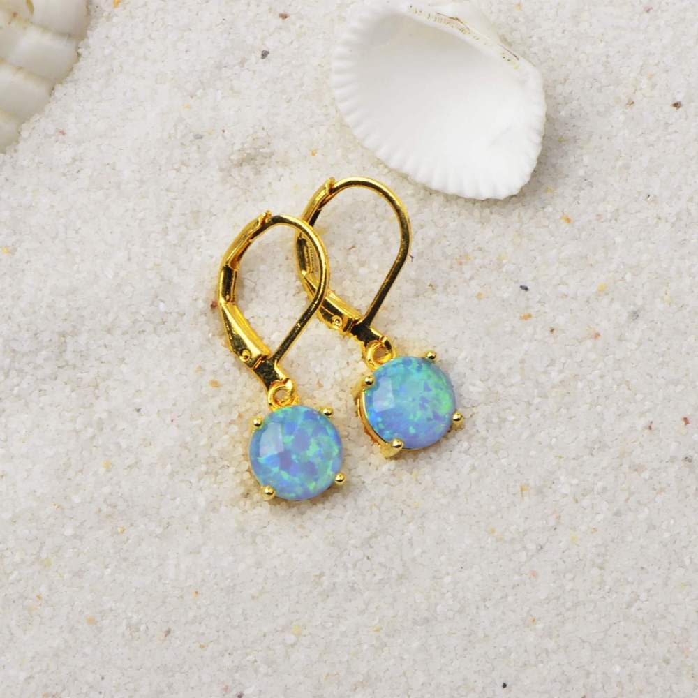 Simple Round Opal Earrings TikTok Ins  Style Jewelry Accessories Copper Material Holiday Style