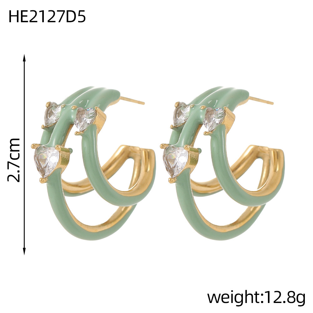 Fashionable Stainless Steel Women's Drop Oil Earrings  Style Titanium Steel Earring Jewelry Accessories