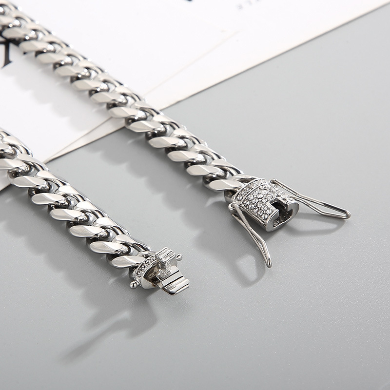 Fashion Geometric Stainless Steel Necklace Inlay Rhinestones Stainless Steel Necklaces