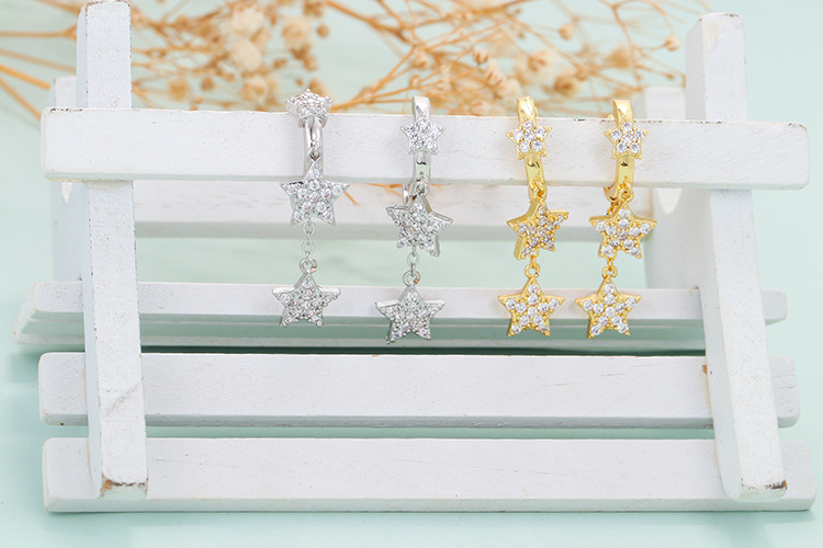 Fashion Geometric Copper Zircon Charm Sleeper Hoop Earrings Earrings