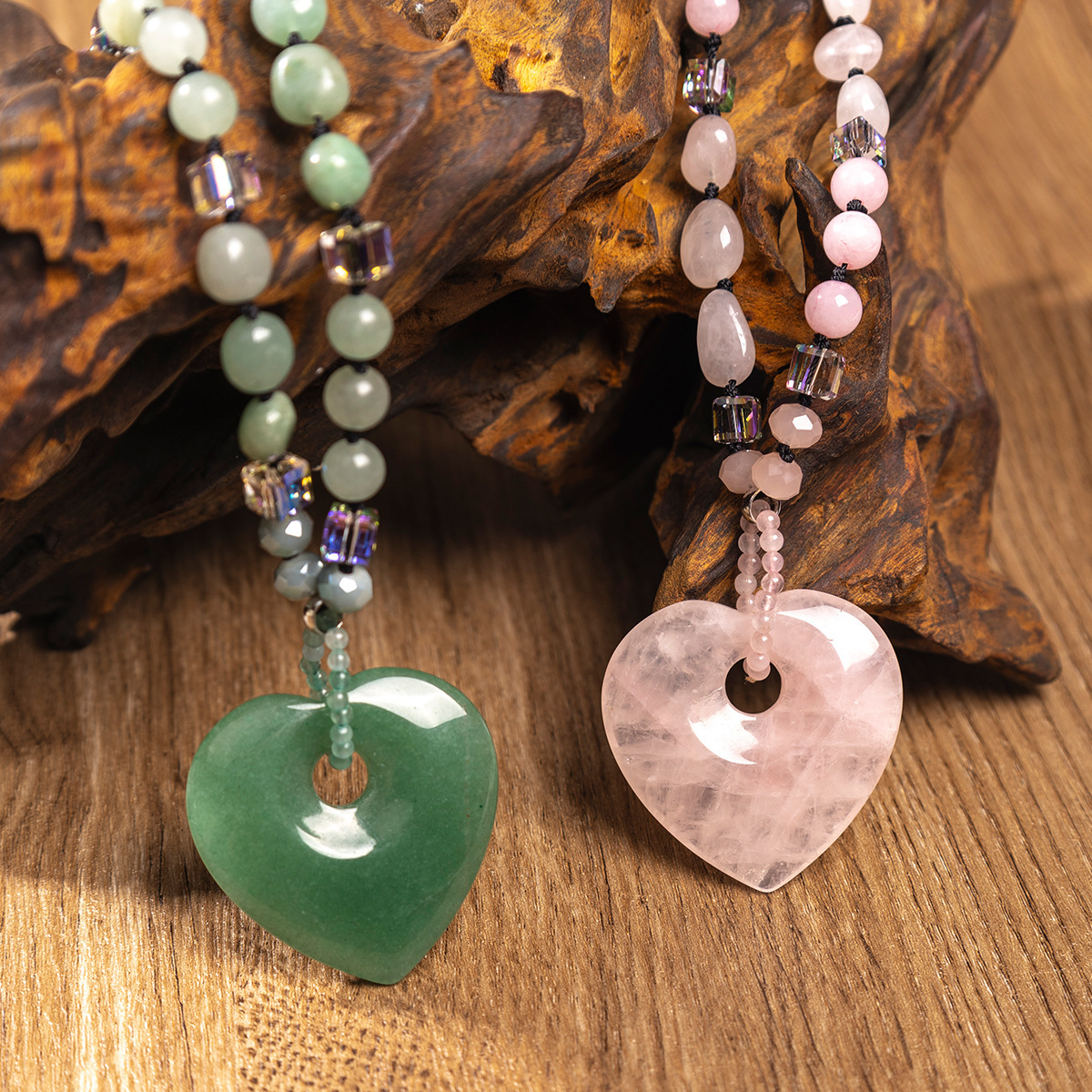 Zuohang Crystal Sweater Necklace Elegant Pendant Heart-shaped Jewelry Natural Crystal Fashion Accessories Modern Style Provided By Zuohang