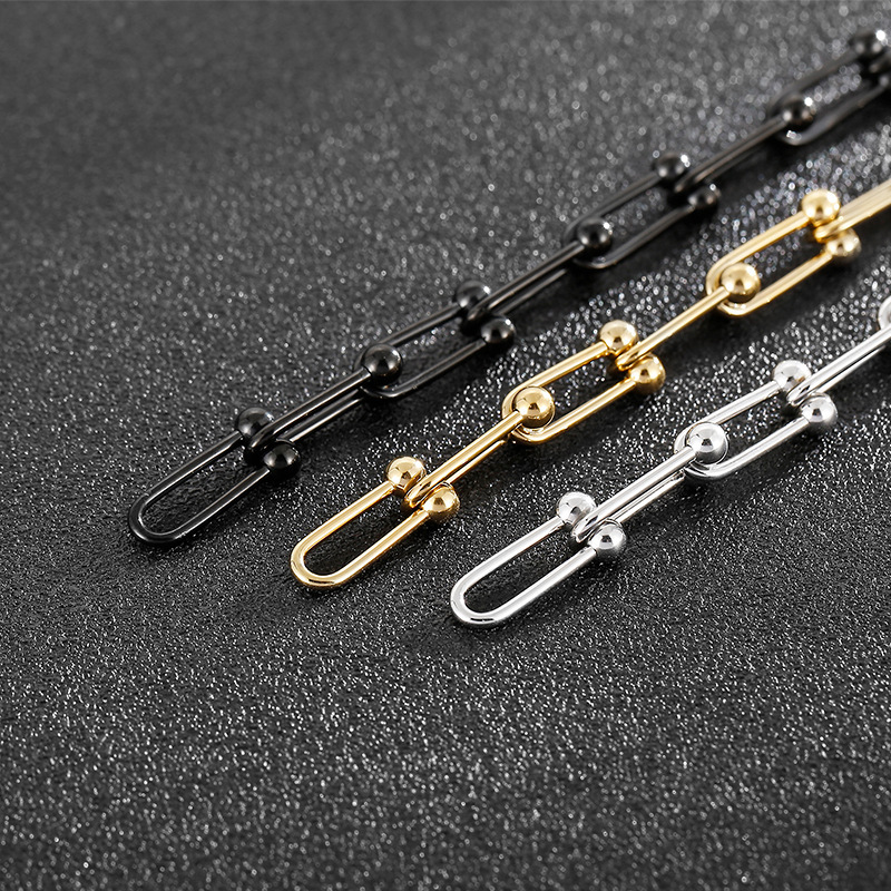 Fashion U Shape Titanium Steel Bracelets Plating Stainless Steel Bracelets