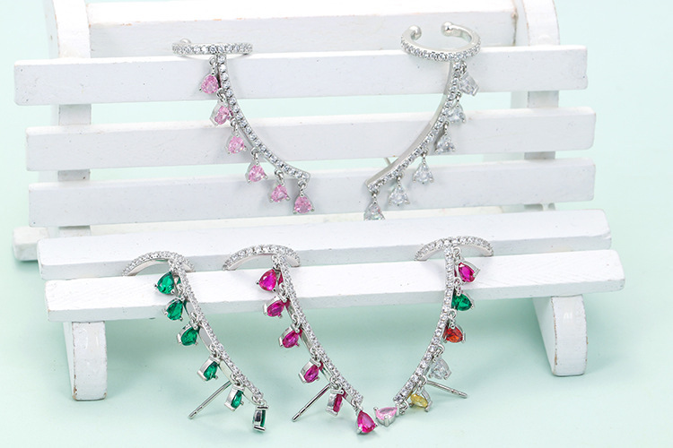 Fashion Water Droplets Copper Earrings Inlay Zircon Copper Earrings
