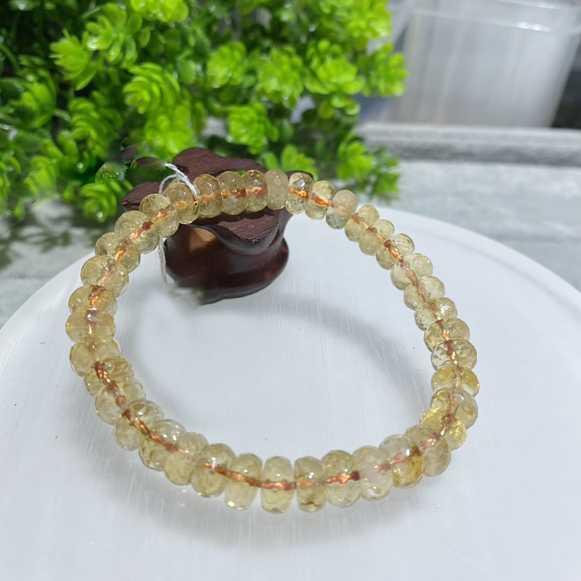 Natural Cut Yellow Crystal Bracelet Brazilian Violent Yellow Diamond Cut Face Hand Chain Red Yellow Green Attract Wealth