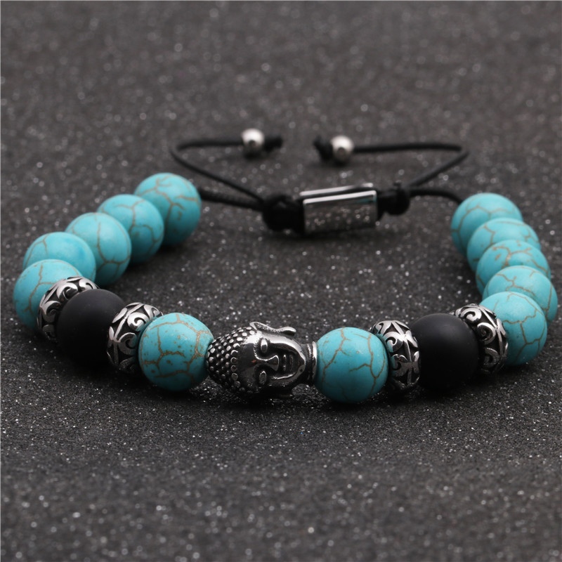 Fashion Bracelets Stainless Steel Woven Adjustable Buddha Head Bracelet