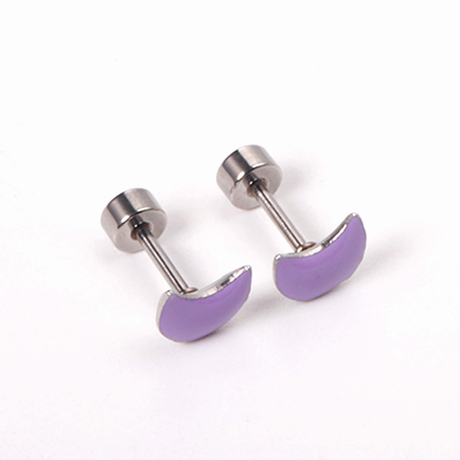 Stainless Steel Screw Back Earrings For Women Sweet Heart-shaped Star Moon Stud Earrings Fashion Bohemian Floral Print Jewelry Accessories