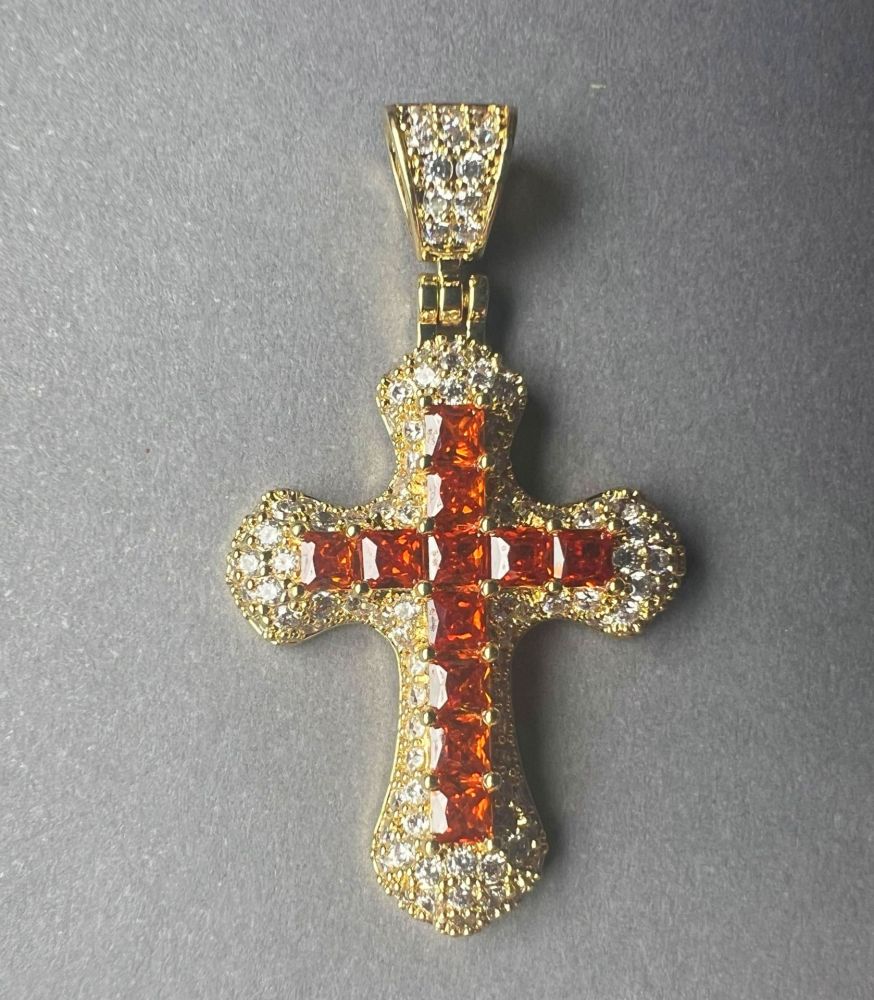 Inlaid Zircon Cross Necklace For Men And Women Trendy Wild Cuban Link Chain Accessories Couple's Pendant Wholesale