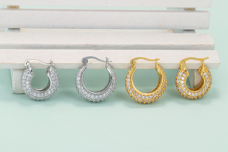 Wholesale New Style Full Diamond Zircon Copper Earrings Nihaojewelry