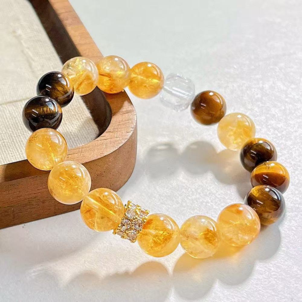 Natural High Quality Yellow Crystal Tiger Eye Stone South Red Bracelet Hand Chain White Crystal Jewelry Accessories For Women